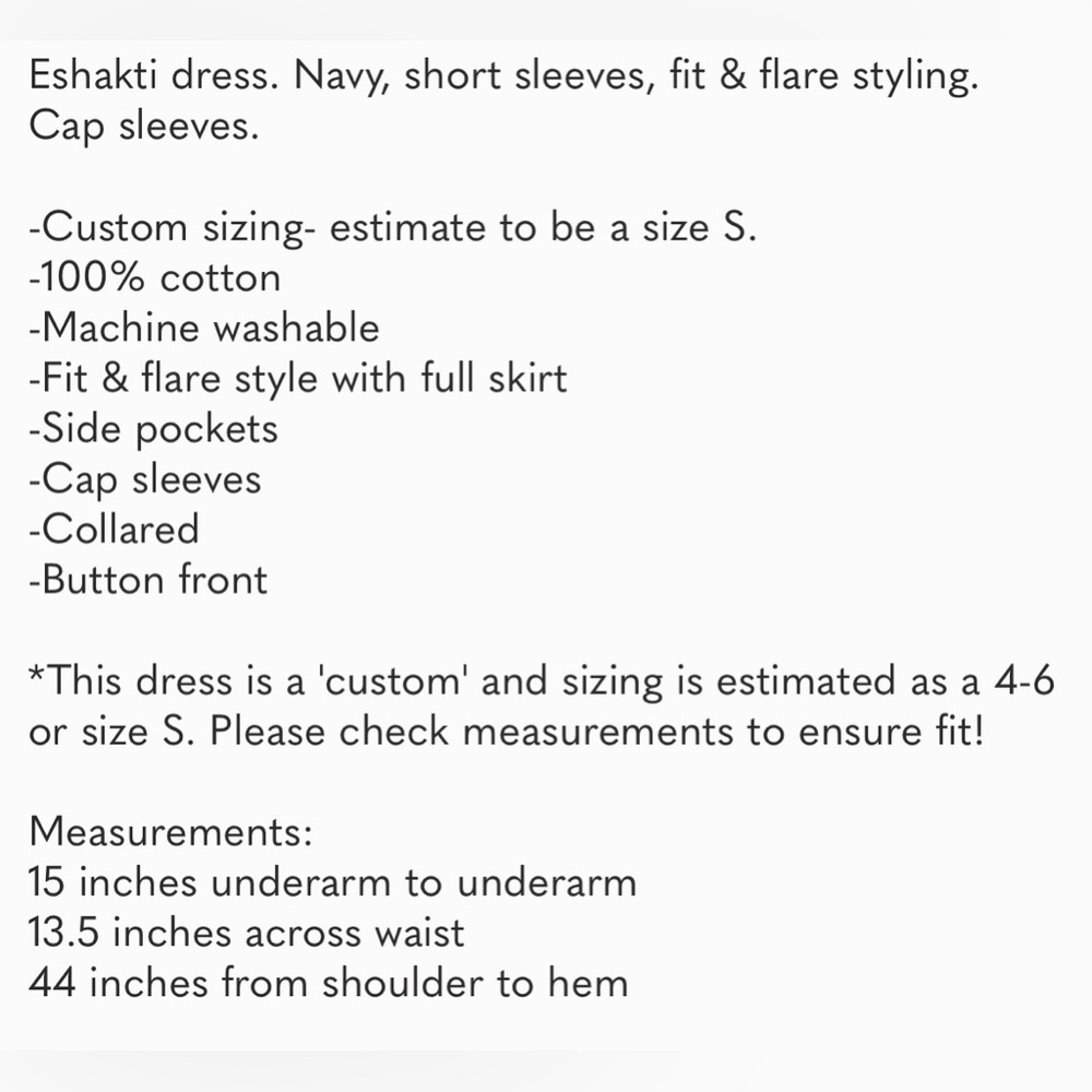Eshakti Navy, Short Sleeve Custom Dress Size S. Fit & Flare Styling. - Picture 9 of 9